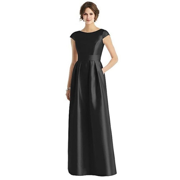 Alfred Sung Cap Sleeve Pleated Skirt Maxi Gown With Pockets 10 NWOT - Picture 1 of 11